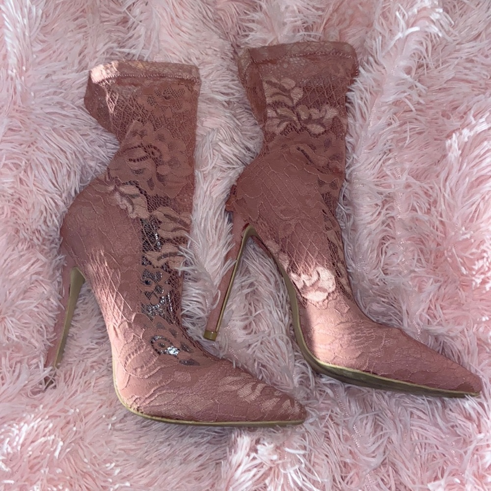 Pink Pastel Lace Heels